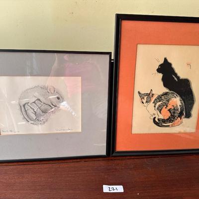 CAT AND MOUSE FRAMED ART LOT