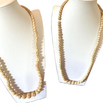 Vintage Carved Bead Necklace Lot