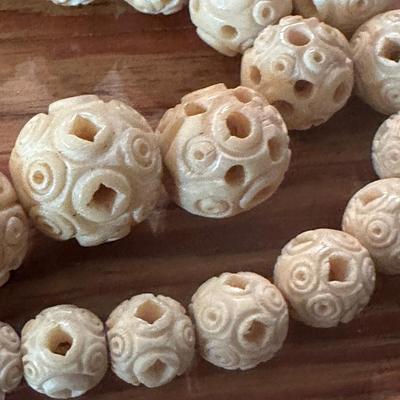 Vintage Carved Bead Necklace Lot