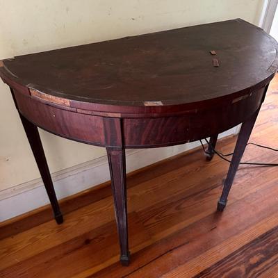 ANTIQUE DEMILUNE CARD TABLE