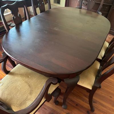 ANTIQUE DINING TABLE 6 CHAIRS