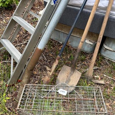 LADDER, TRAP, YARD TOOLS