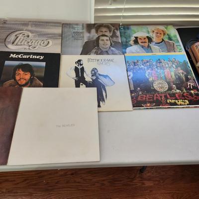 Lot of Record Albums Woodstock Beatles White Album, Magical Mystery Tour Abby Road Sgt Peppers Love Songs, Fleetwood MAc,