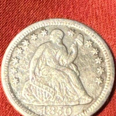 1850 O SEATED LIBERTY HALF DIME UNC US COIN