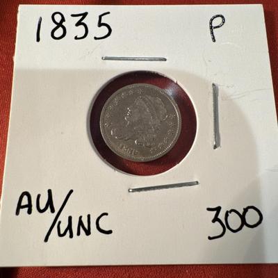 1835 P CAPPED BUST 5c AU/UNC
