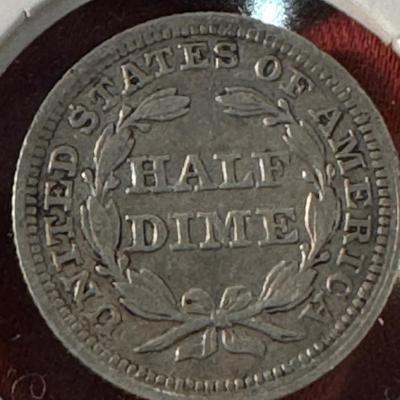 1853 Arrows Seated Liberty Half Dime H10C, About Uncirculated AU