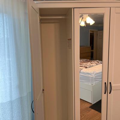 Tall Bedroom Armoire Wardobe - 3 Doors 2 Compartments + Mirror