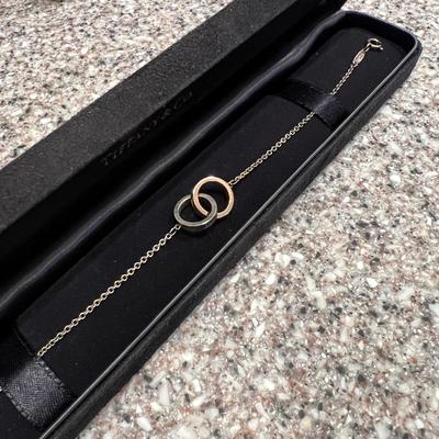 Tiffany Interlocking Circles Chain Bracelet Sterling & Gold