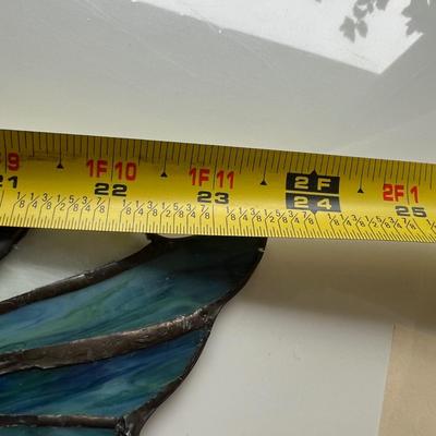 24" Wide Hummingbird Faux Stained-Glass Window Hanging