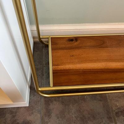 White Sayer Console Table Gold Metal Legs Wood Shelf