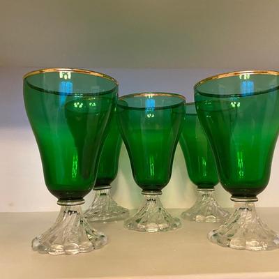Set of 5 Vintage 1950’s forest green Burple goblets