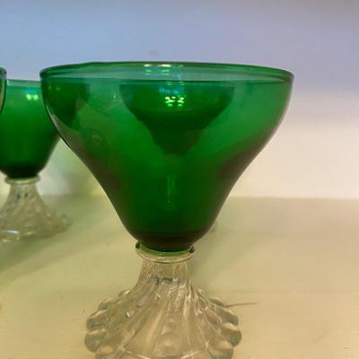 Set of six Forest Green vintage Burple sherbet/Champagne coupe glasses