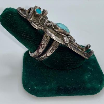 Native American Pawn Silver & Turquoise Kachina Ring