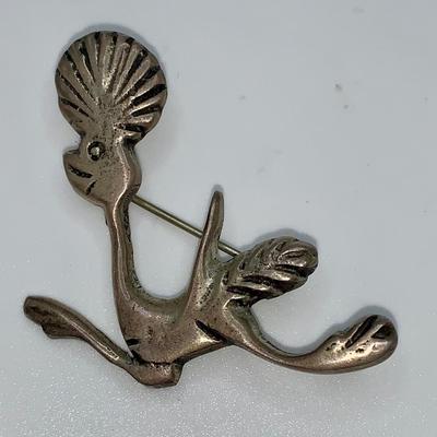 Native American Pawn Silver Roadrunner Brooch/Pin