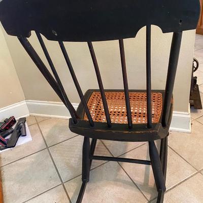 Antique stenciled Boston rocker with cane seat