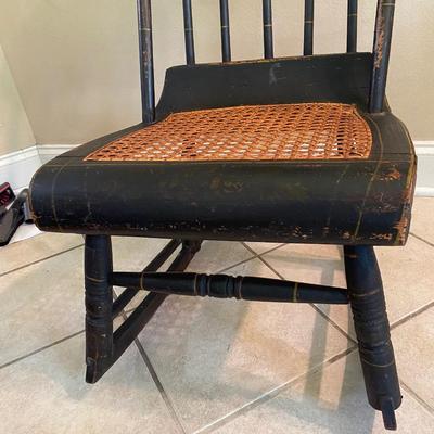 Antique stenciled Boston rocker with cane seat
