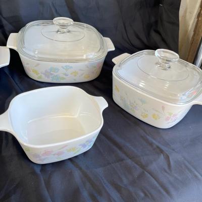 Corningware peach and floral