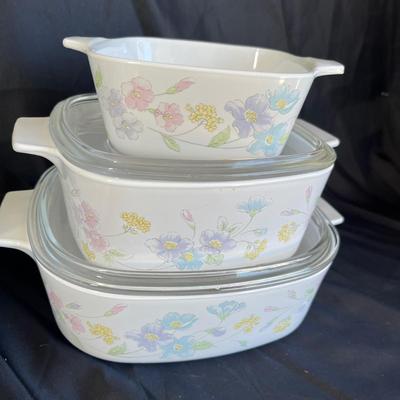 Corningware peach and floral