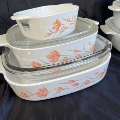 Corningware peach and floral
