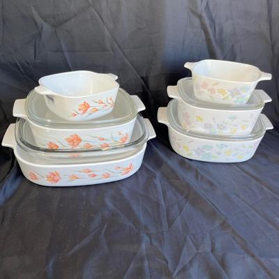 Corningware peach and floral