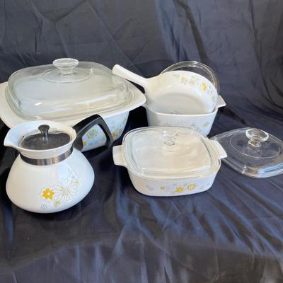 Corningware roaster, casseroles and Tea pot