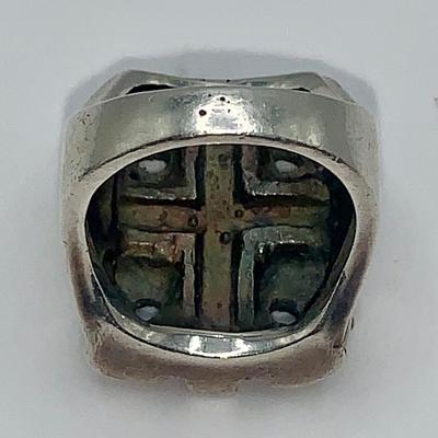 Vintage Biker Ring - Cross and Four Skulls