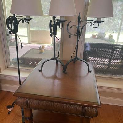3 metal adjustable height lamps