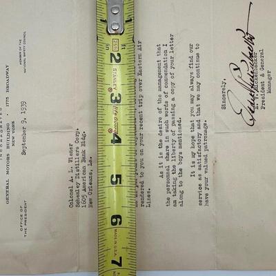 Rickenbacker Letter to Colonial Wiener, Eastern Airlines, 1939