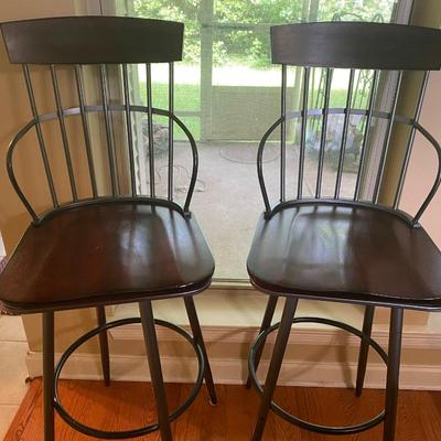 Pair of gray metal barstools
