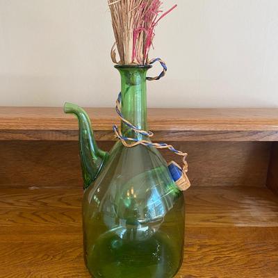 Vintage Italian green glass wine carafe