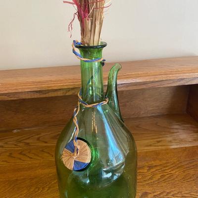 Vintage Italian green glass wine carafe