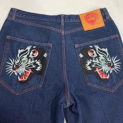 Vintage Ed Hardy Embroidered Jeans, Chinese Tiger - 38X32