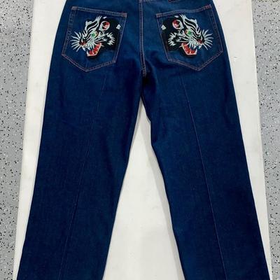 Vintage Ed Hardy Embroidered Jeans, Chinese Tiger - 38X32