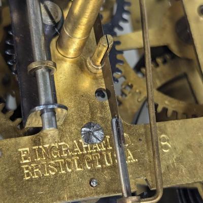 Antique E Ingram Clock Movement Mechanism Gears Steampunk