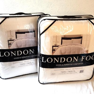 Lot #61 Lot of 2 London Fog Twin Comforters - new in package