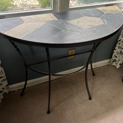 3 Pc. Slate Top Wrought Iron Table Set