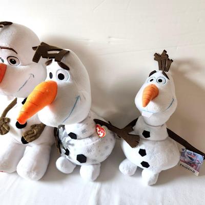 Lot #69 Lot of 3 Plush OLAF Figures from Disney's Frozen - 2 new with tags
