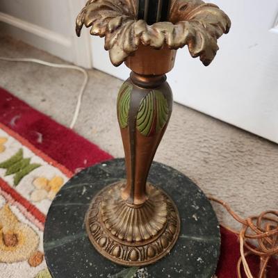 Vintage Heavy Marble Base Ornate Floor Lamp 60" Tall