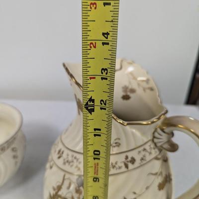 Antique B & S Oriental Ivory Pitcher & Bowls