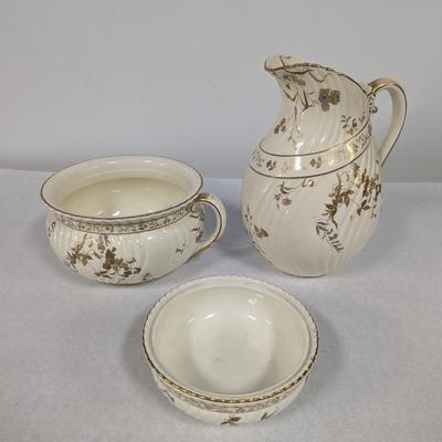 Antique B & S Oriental Ivory Pitcher & Bowls