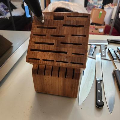 Large Knife Storage Block with Knives Henckels Ed Wusthof Dreizackwerk & others