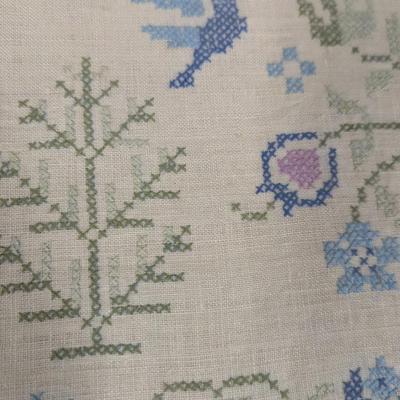 Vintage Hand Embroidered Sampler Home Tree Birds