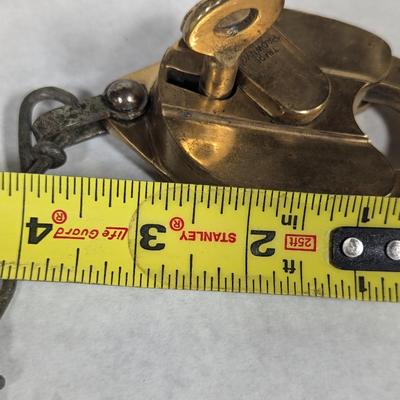 Antique O. M. Edwards Co. Syracuse NY "PAOWNYC" Brass Railroad Lock With Key