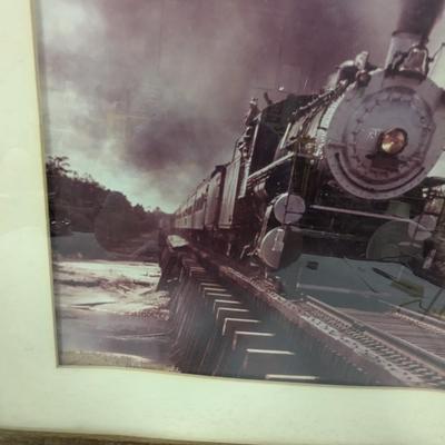 Framed Steam Train Engine Photo