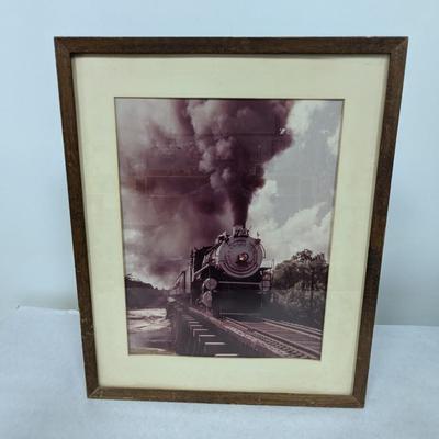 Framed Steam Train Engine Photo