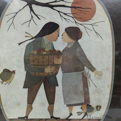 Framed R. Davey Folk Art Print Bushel & A Peck