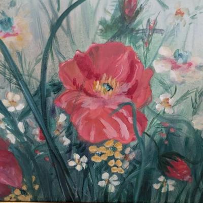 Framed Poppy Painting