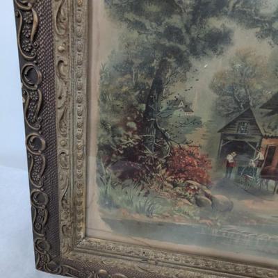 Antique Chromolithograph Print By J. Hoover Philadelphia 1894 Gold Gilt Frame
