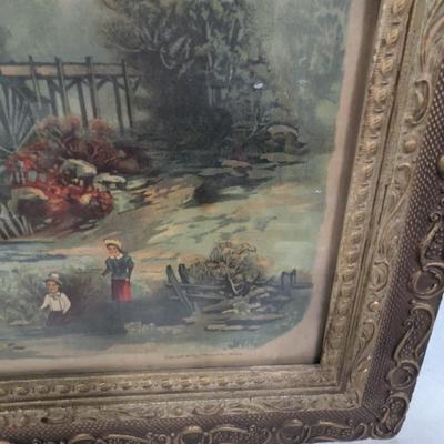 Antique Chromolithograph Print By J. Hoover Philadelphia 1894 Gold Gilt Frame