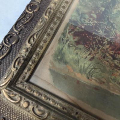 Antique Chromolithograph Print By J. Hoover Philadelphia 1894 Gold Gilt Frame